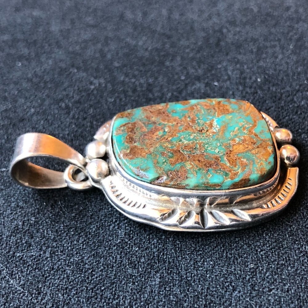 multi colored turquoise pendant set in 925 silver